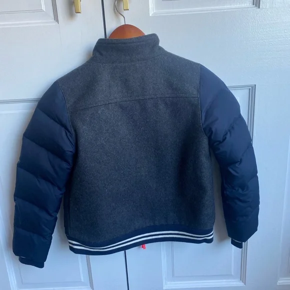 Crew cut kids navy and grey puffer jacket with fleece inside. Size 8